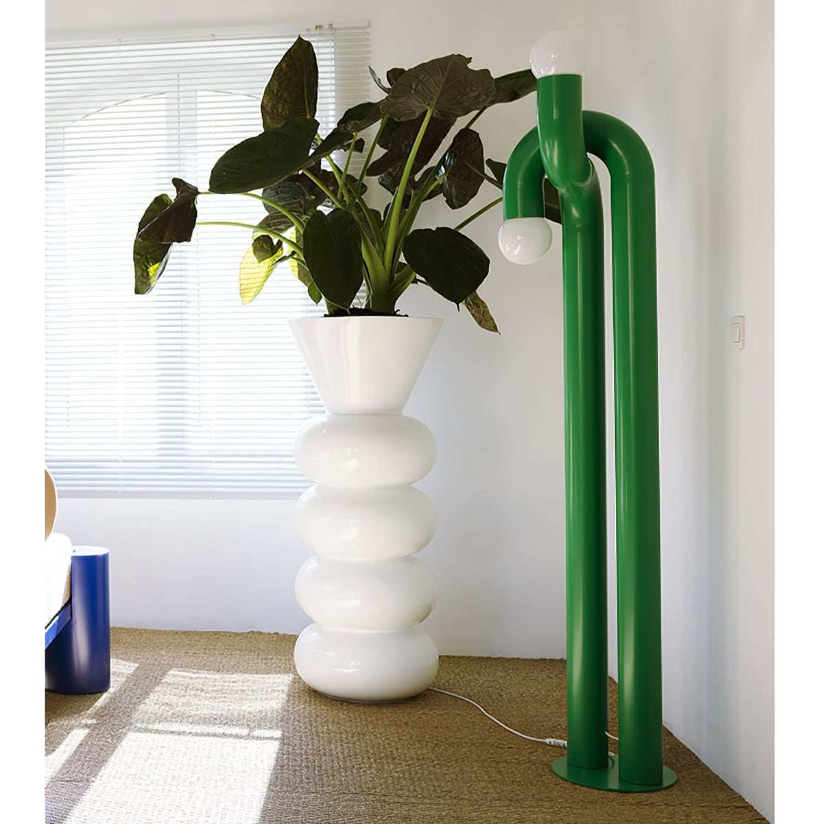Loopi Modern Arc Floor Lamp with Twin Globe Shades