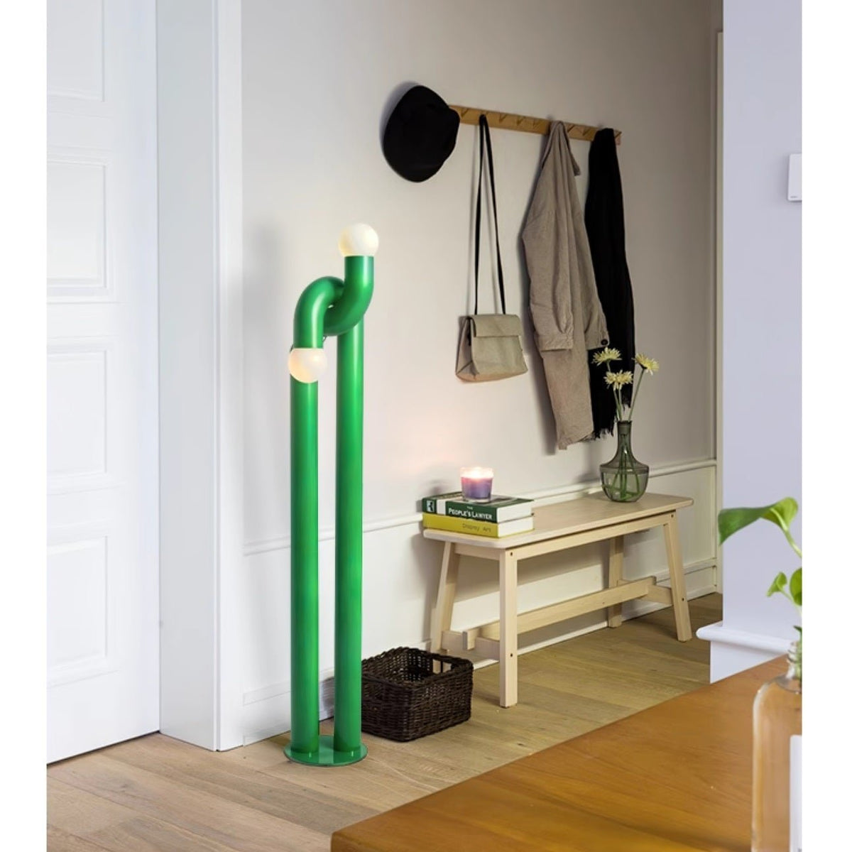 Loopi Modern Arc Floor Lamp with Twin Globe Shades