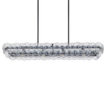 Linear Glass Disc Chandelier in Gold Frame, Modern Dining Room Lighting