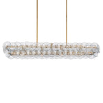 Linear Glass Disc Chandelier in Gold Frame, Modern Dining Room Lighting