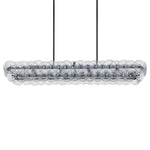 Linear Glass Disc Chandelier in Gold Frame, Modern Dining Room Lighting