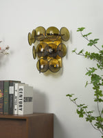 Loren Wall Sconce with Handcrafted Glass Discs in Brass or Gunmetal
