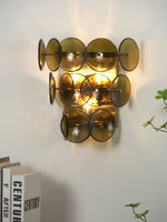 Loren Wall Sconce with Handcrafted Glass Discs in Brass or Gunmetal