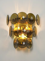Loren Wall Sconce with Handcrafted Glass Discs in Brass or Gunmetal