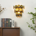 Loren Wall Sconce with Handcrafted Glass Discs in Brass or Gunmetal