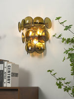Loren Wall Sconce with Handcrafted Glass Discs in Brass or Gunmetal