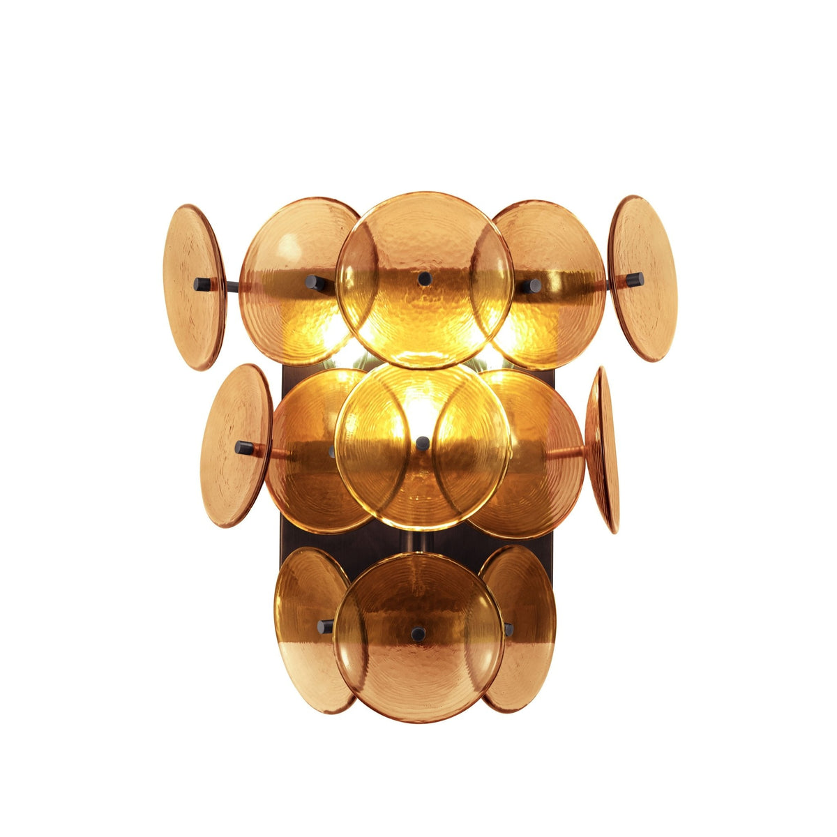 Loren Wall Sconce with Handcrafted Glass Discs in Brass or Gunmetal