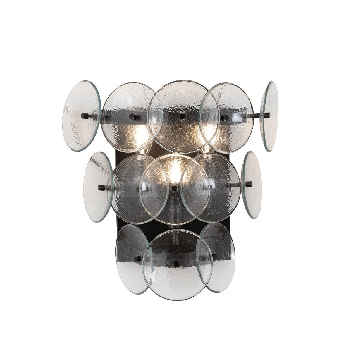Loren Wall Sconce with Handcrafted Glass Discs in Brass or Gunmetal