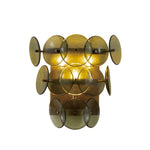 Loren Wall Sconce with Handcrafted Glass Discs in Brass or Gunmetal