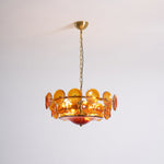 Solaris Disc Glass Chandelier – Two-Tier Gold & Murano-Style Glass Pendant