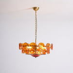 Solaris Disc Glass Chandelier – Two-Tier Gold & Murano-Style Glass Pendant