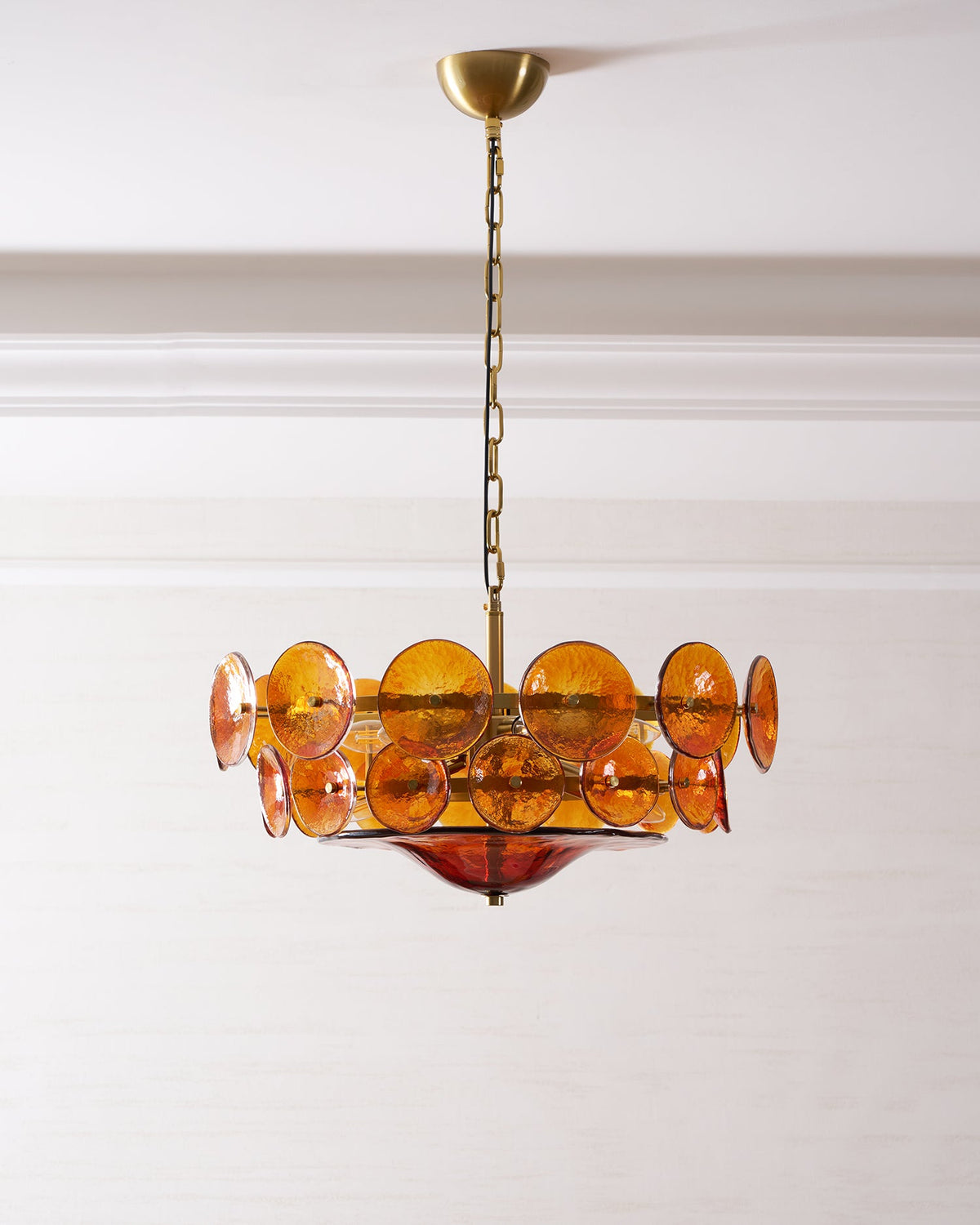 Solaris Disc Glass Chandelier – Two-Tier Gold & Murano-Style Glass Pendant