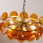 Solaris Disc Glass Chandelier – Two-Tier Gold & Murano-Style Glass Pendant