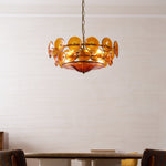 Solaris Disc Glass Chandelier – Two-Tier Gold & Murano-Style Glass Pendant