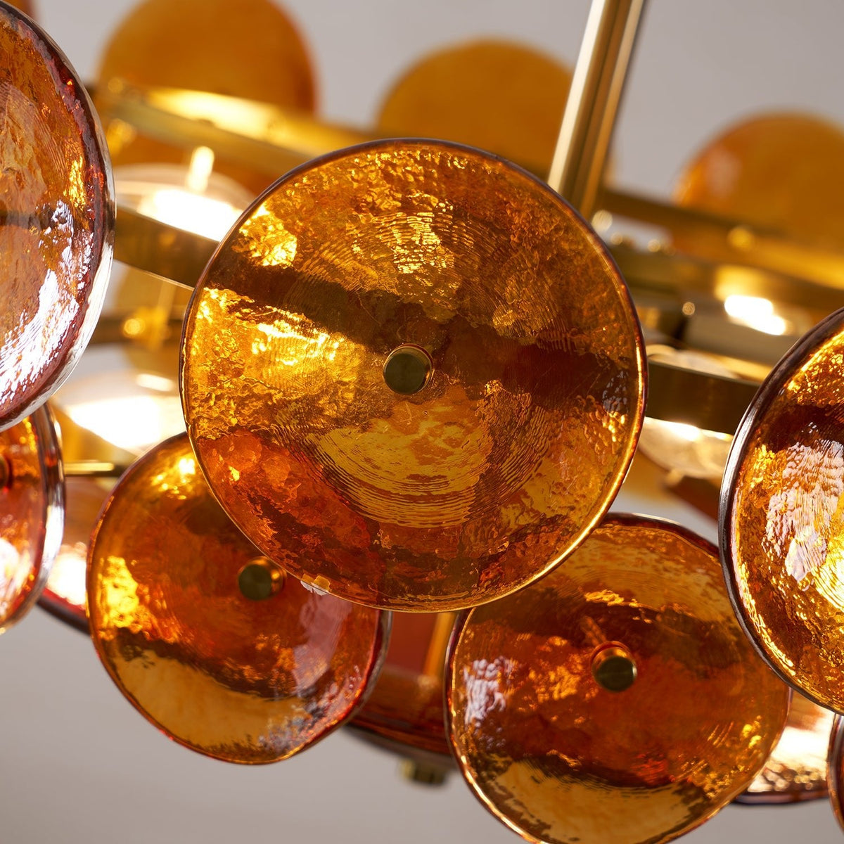 Solaris Disc Glass Chandelier – Two-Tier Gold & Murano-Style Glass Pendant