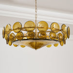 Solaris Disc Glass Chandelier – Two-Tier Gold & Murano-Style Glass Pendant