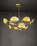 Lotus Leaf Enamel Stained Glass Chandelier