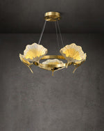 Lotus Leaf Enamel Stained Glass Chandelier