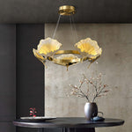 Lotus Leaf Enamel Stained Glass Chandelier