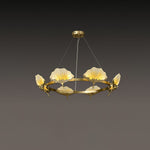 Lotus Leaf Enamel Stained Glass Chandelier