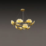 Lotus Leaf Enamel Stained Glass Chandelier