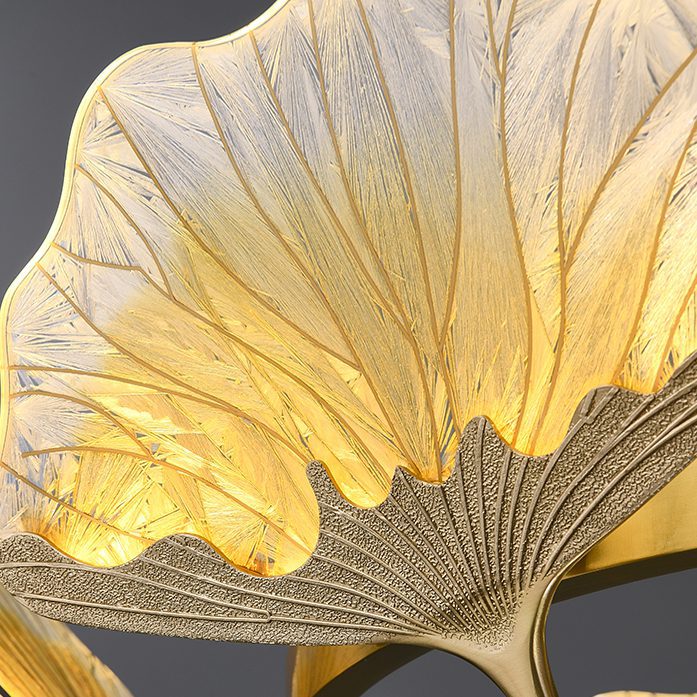 Lotus Leaf Enamel Stained Glass Chandelier