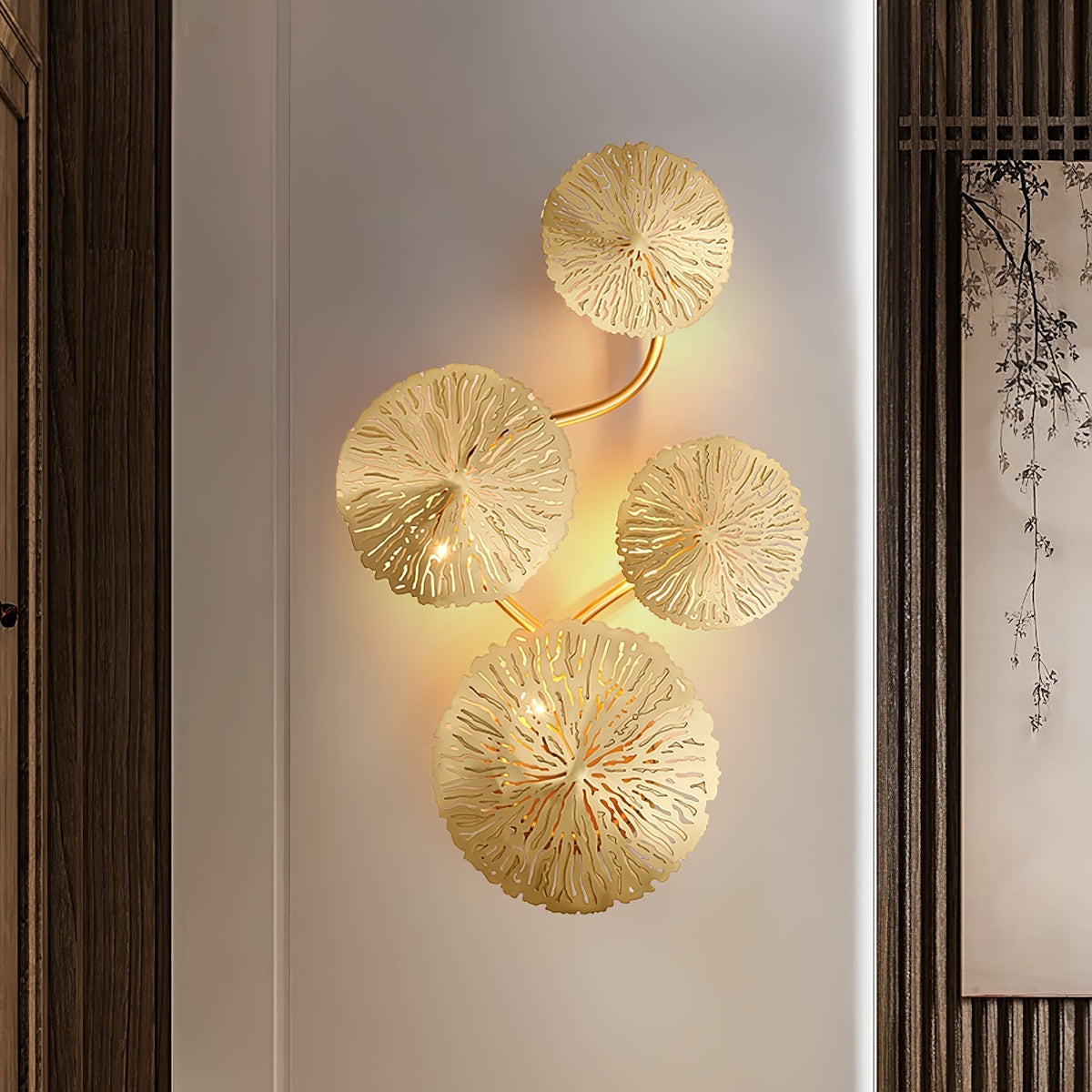 Pure Copper Lotus Leaf Wall Sconce