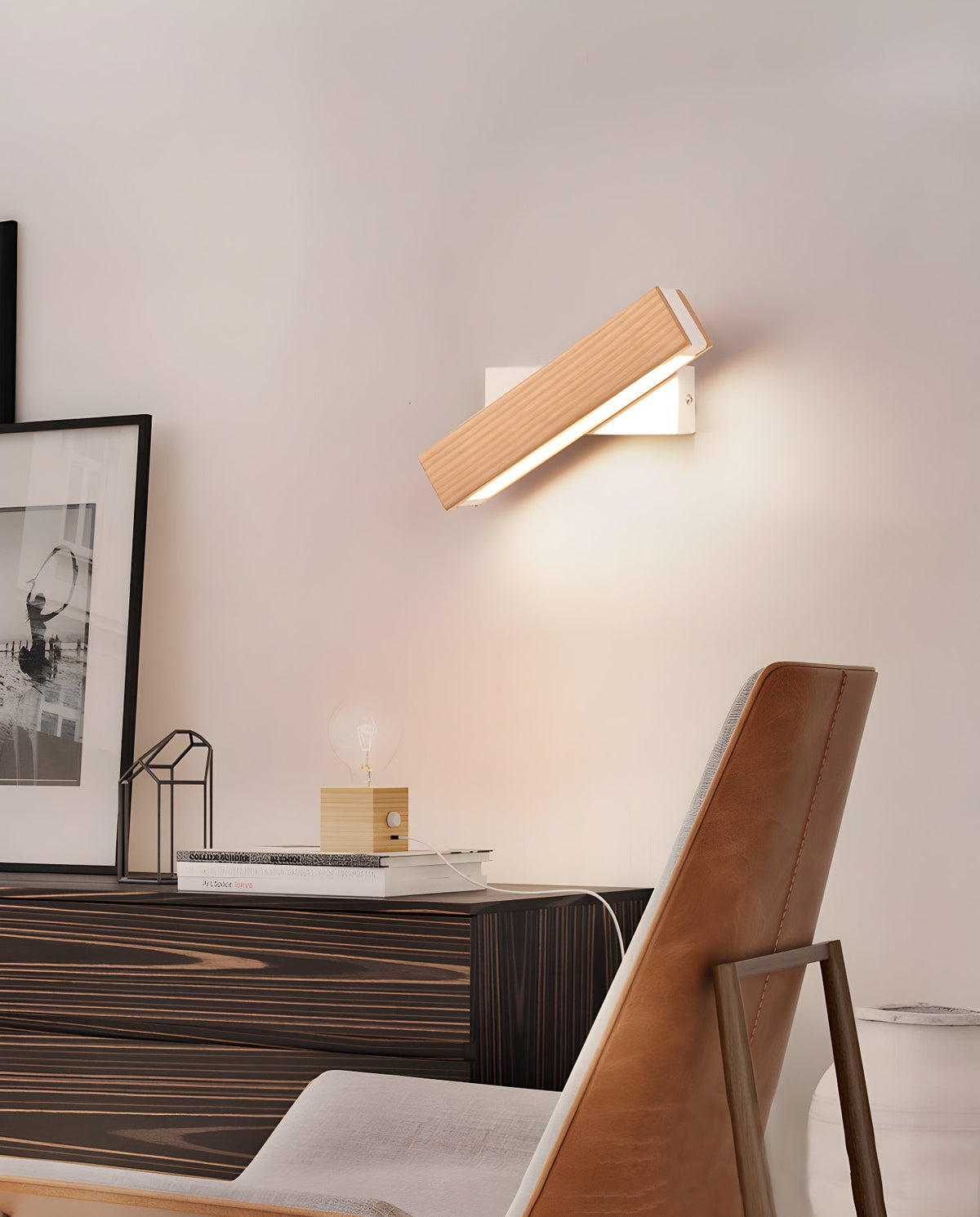 Luca Angle LED Wall Sconce in Natural Wood Finish