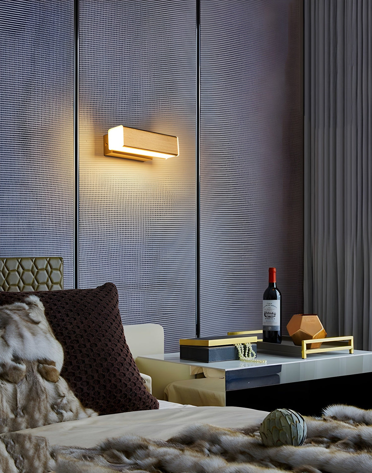 Luca Angle LED Wall Sconce in Natural Wood Finish