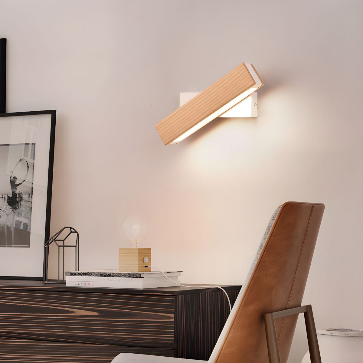 Luca Angle LED Wall Sconce in Natural Wood Finish