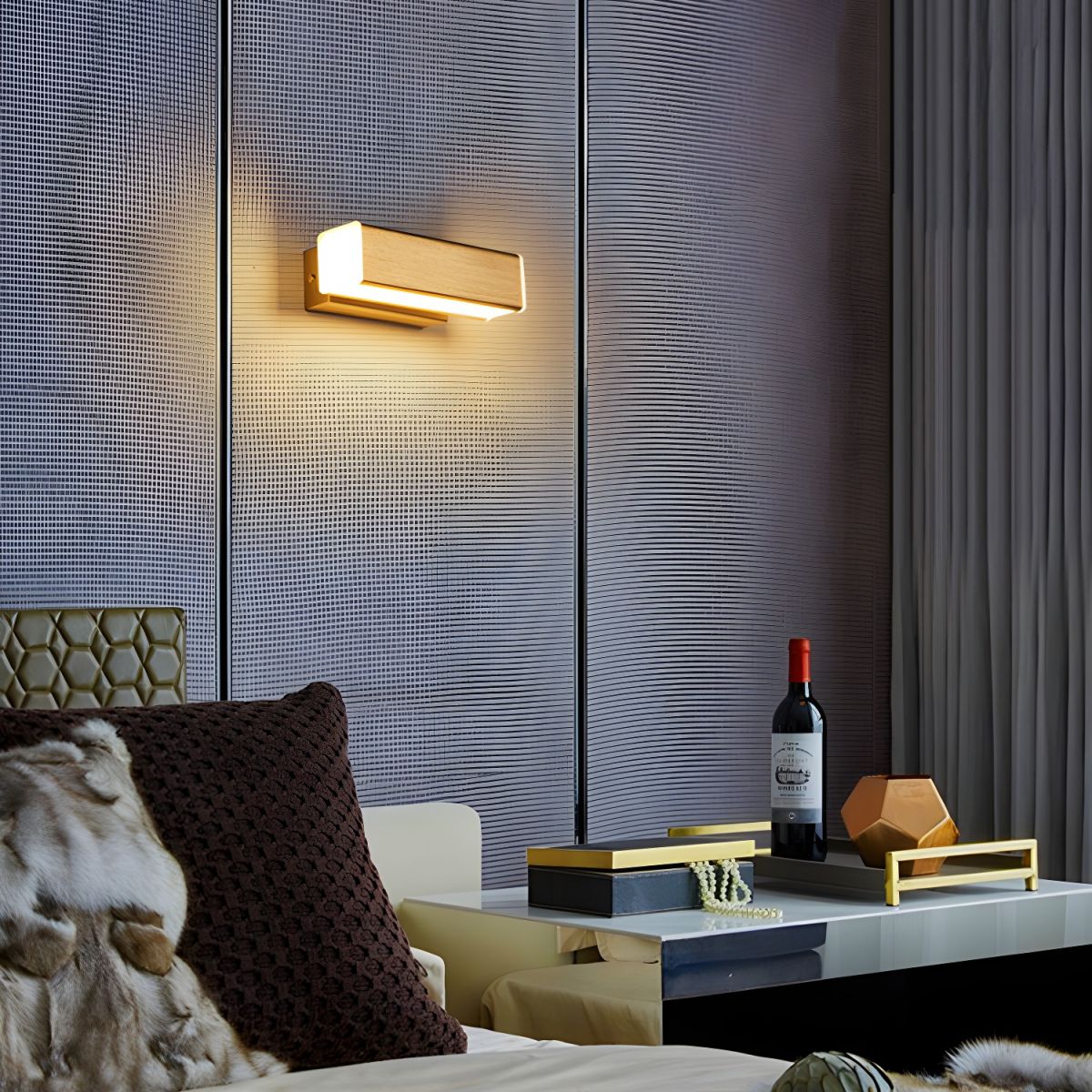 Luca Angle LED Wall Sconce in Natural Wood Finish