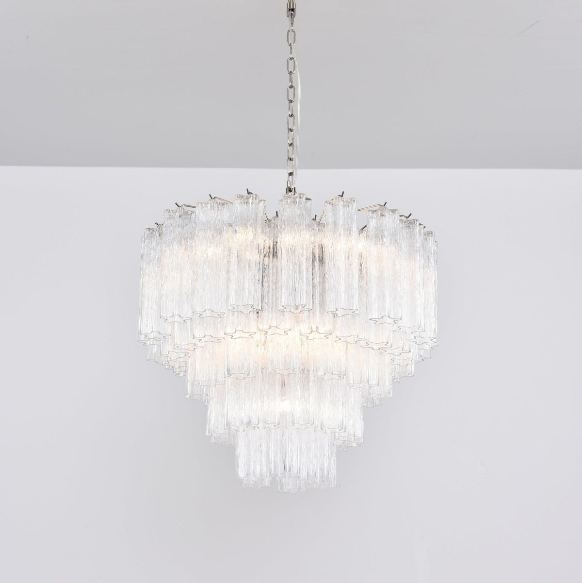 Lucente Glass Chandelier – Modern Tiered Crystal-Like Pendant for Dining & Living Spaces