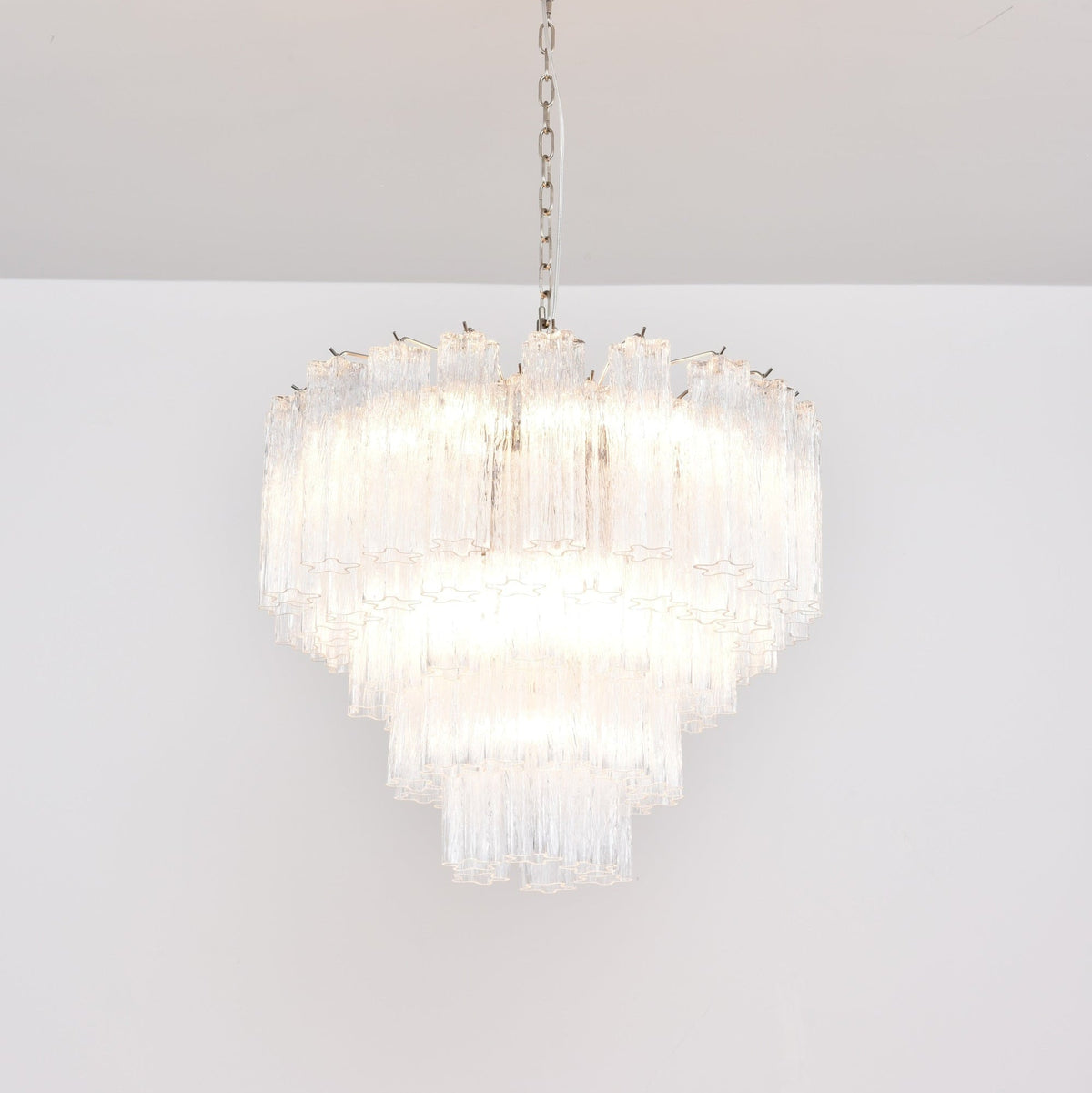 Lucente Glass Chandelier – Modern Tiered Crystal-Like Pendant for Dining & Living Spaces