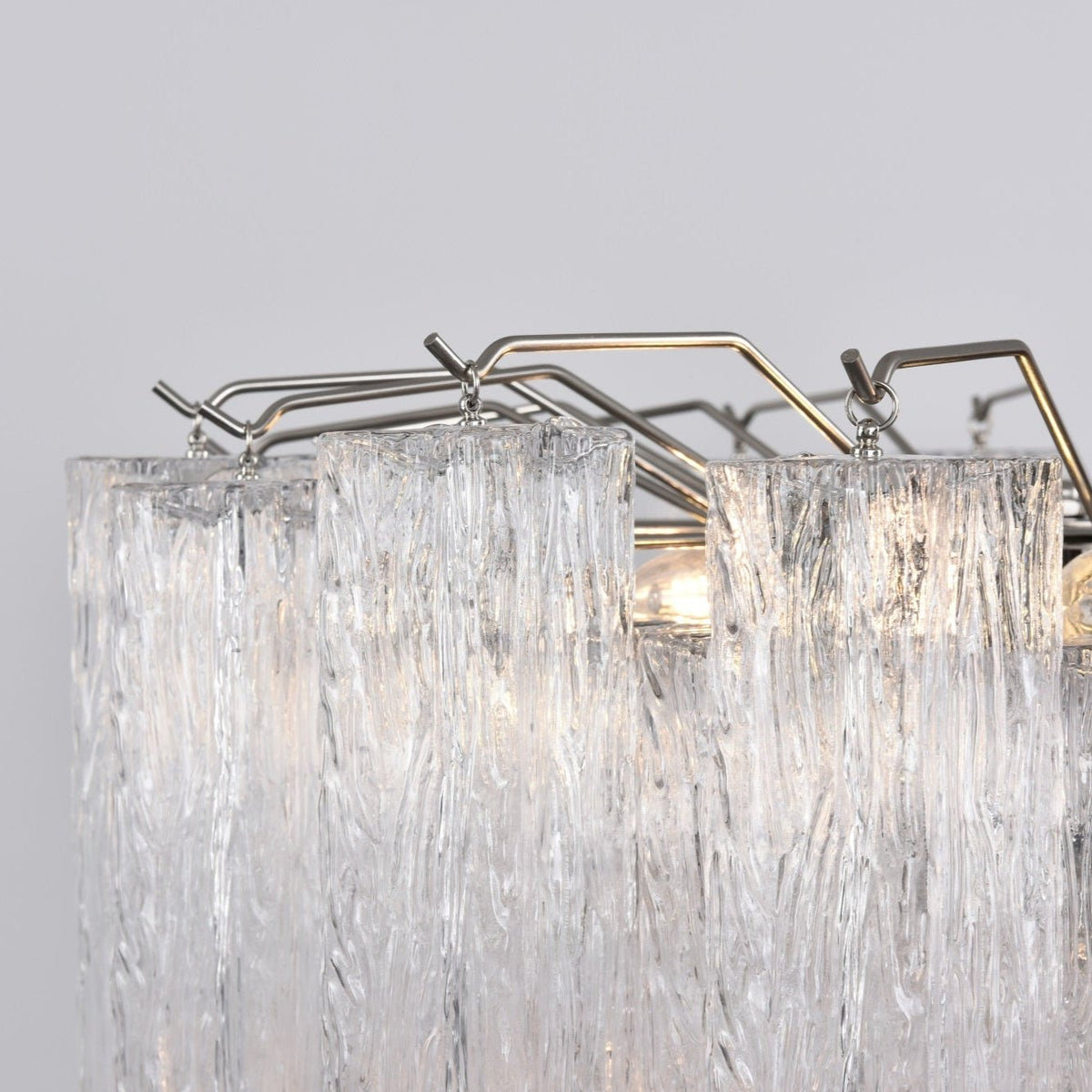 Lucente Glass Chandelier – Modern Tiered Crystal-Like Pendant for Dining & Living Spaces