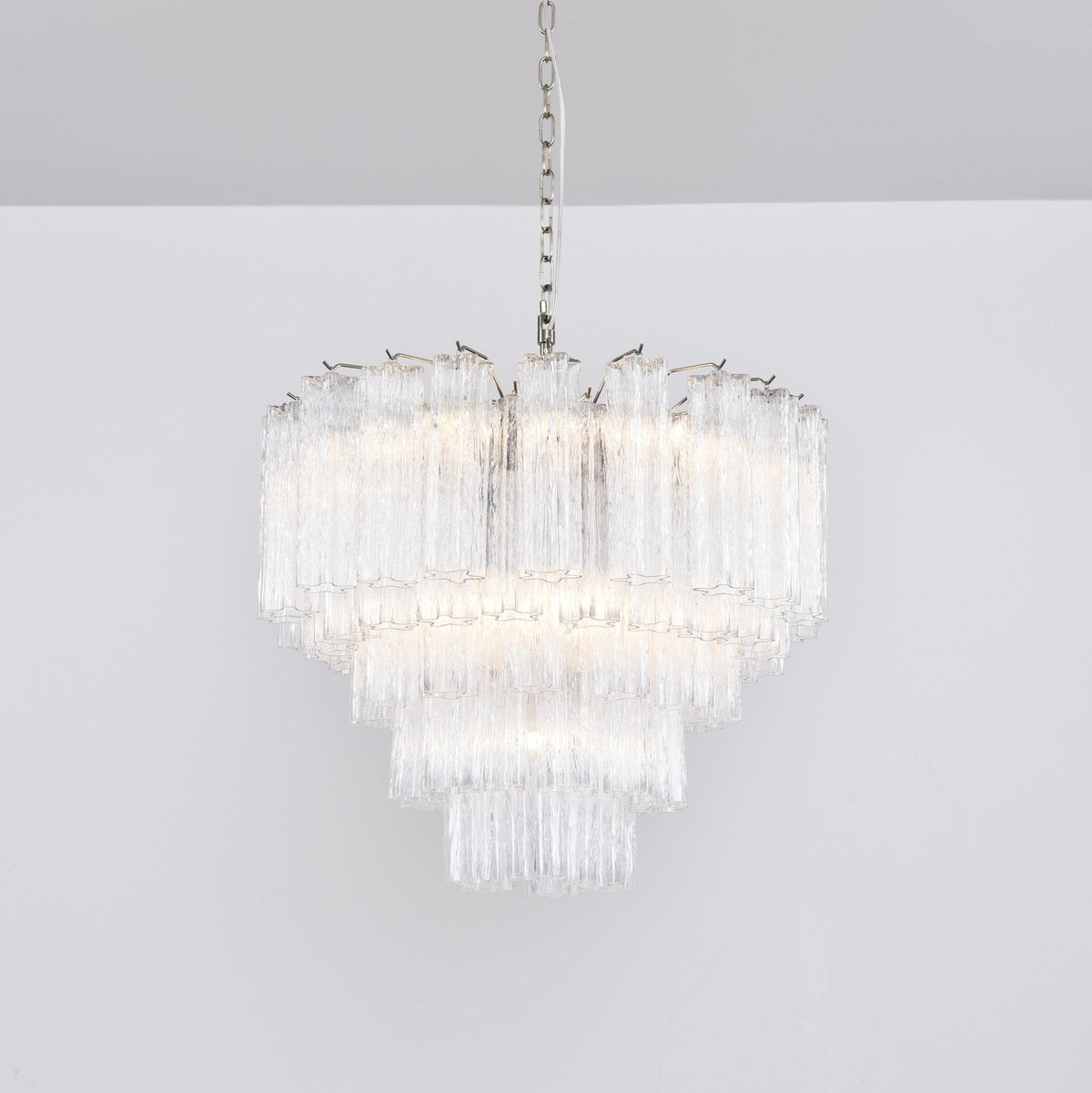Lucente Glass Chandelier – Modern Tiered Crystal-Like Pendant for Dining & Living Spaces