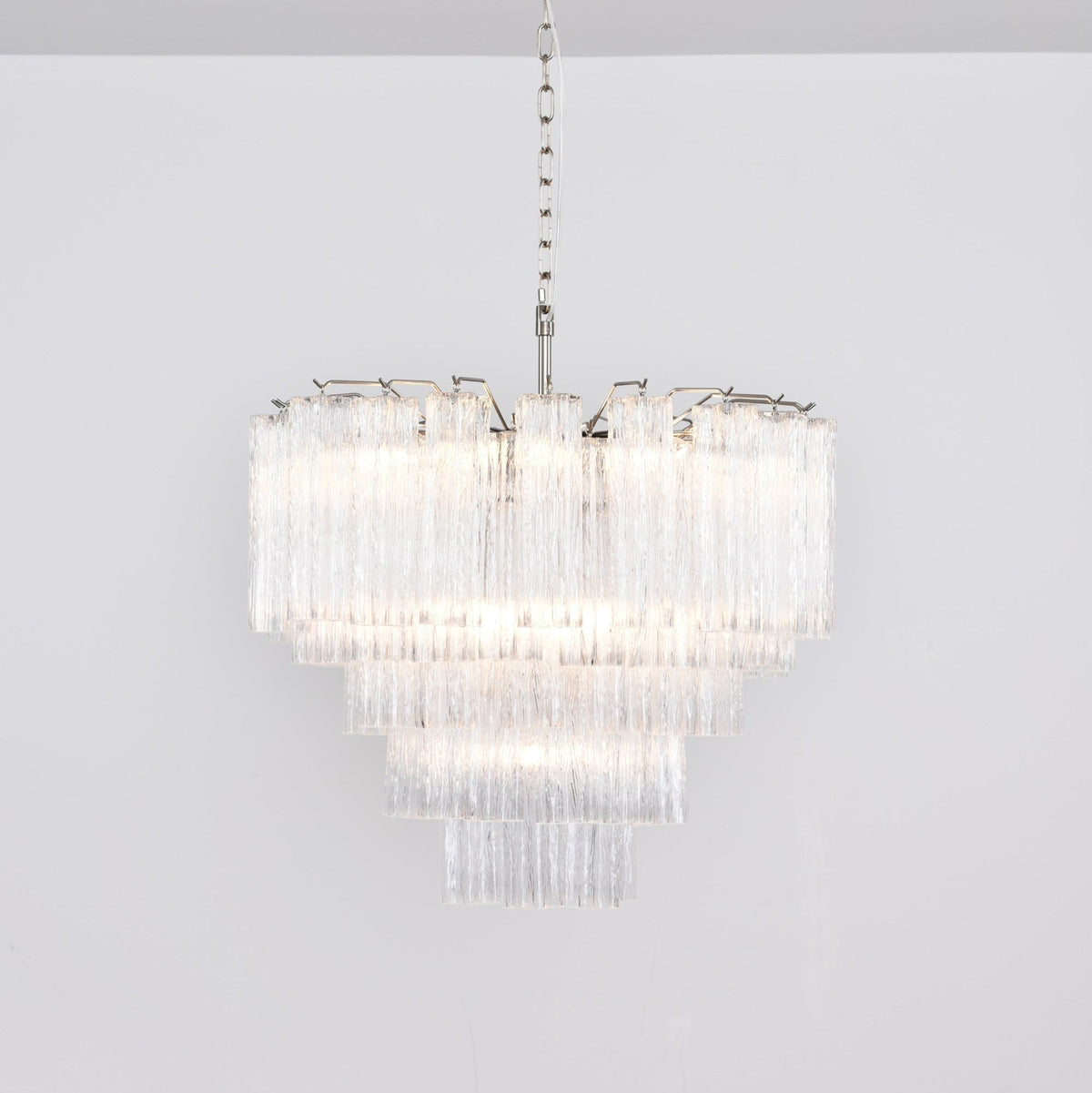 Lucente Glass Chandelier – Modern Tiered Crystal-Like Pendant for Dining & Living Spaces