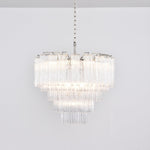 Lucente Glass Chandelier – Modern Tiered Crystal-Like Pendant for Dining & Living Spaces
