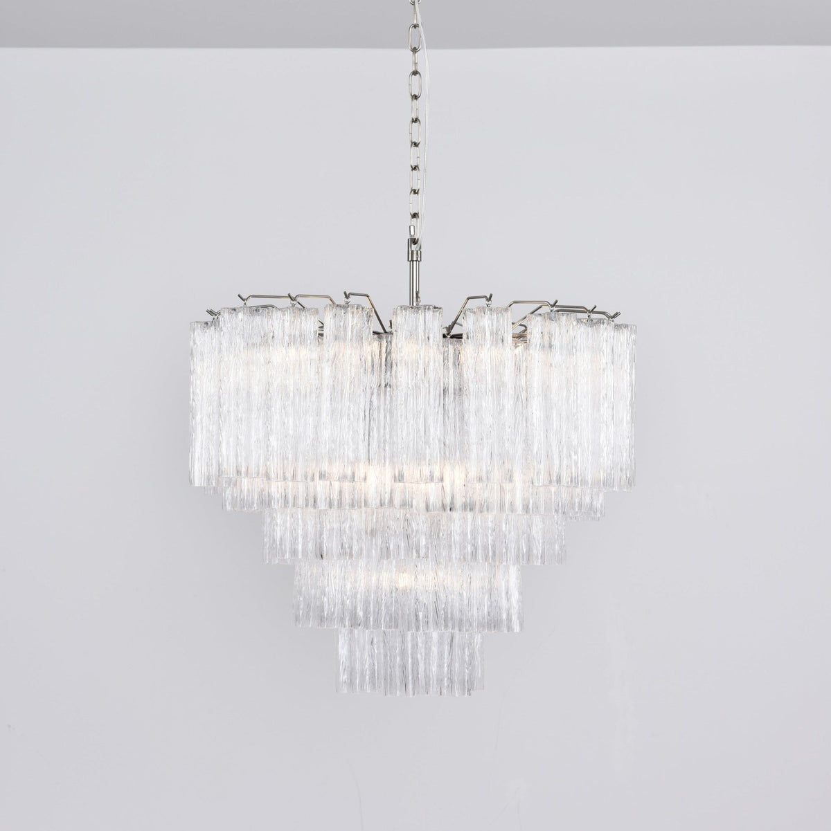 Lucente Glass Chandelier – Modern Tiered Crystal-Like Pendant for Dining & Living Spaces
