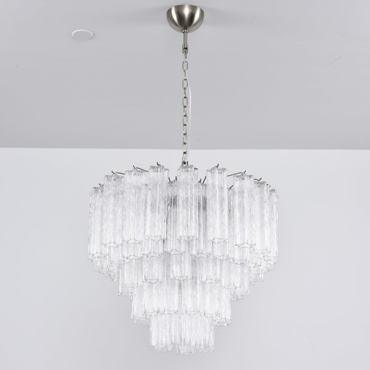 Lucente Glass Chandelier – Modern Tiered Crystal-Like Pendant for Dining & Living Spaces