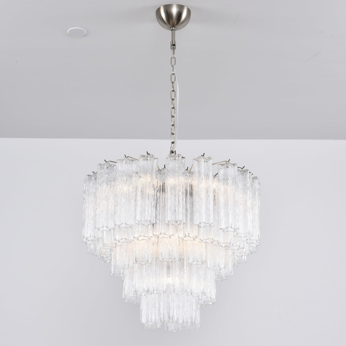 Lucente Glass Chandelier – Modern Tiered Crystal-Like Pendant for Dining & Living Spaces