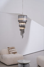 Lucente Noir Spiral Chandelier — Smoked Glass Pendant Light