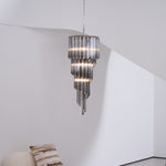 Lucente Noir Spiral Chandelier — Smoked Glass Pendant Light