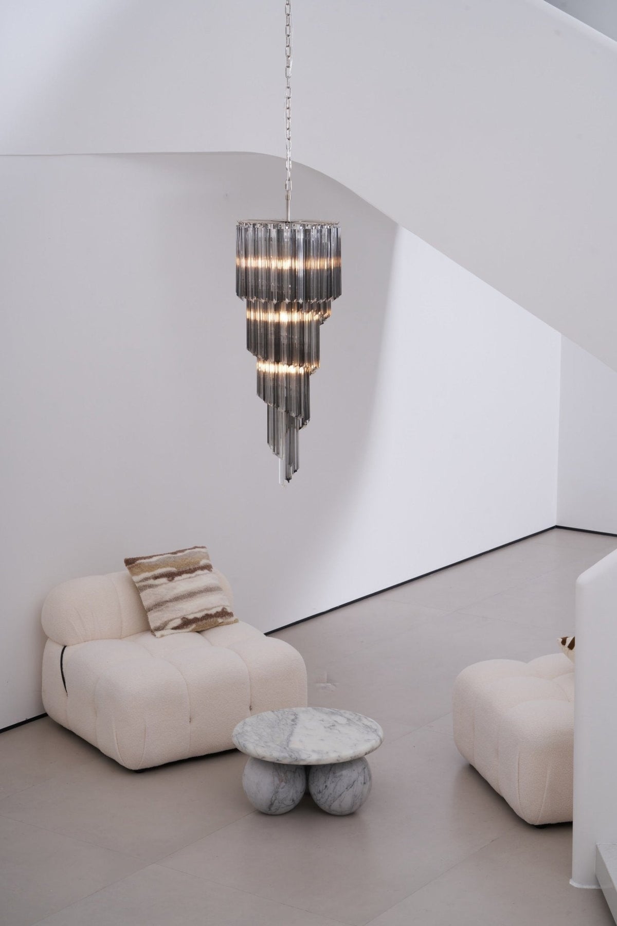 Lucente Noir Spiral Chandelier — Smoked Glass Pendant Light