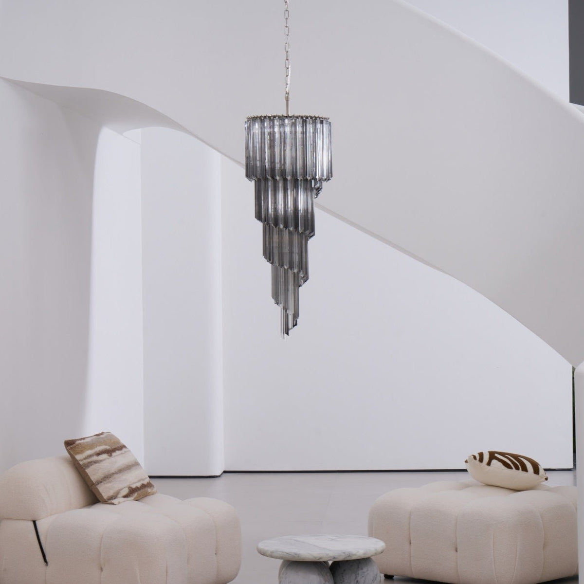 Lucente Noir Spiral Chandelier — Smoked Glass Pendant Light
