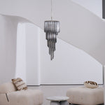 Lucente Noir Spiral Chandelier — Smoked Glass Pendant Light