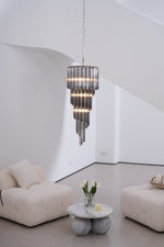 Lucente Noir Spiral Chandelier — Smoked Glass Pendant Light