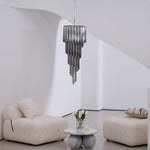 Lucente Noir Spiral Chandelier — Smoked Glass Pendant Light