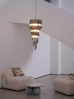 Lucente Noir Spiral Chandelier — Smoked Glass Pendant Light