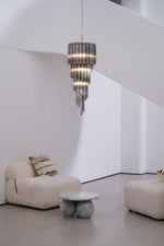 Lucente Noir Spiral Chandelier — Smoked Glass Pendant Light