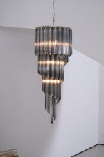 Lucente Noir Spiral Chandelier — Smoked Glass Pendant Light
